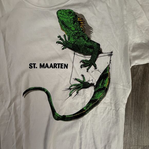 St. Maarten Iguana Graphic Tee Caribbean Tourist Souvenir 100% Cotton - Picture 5 of 6